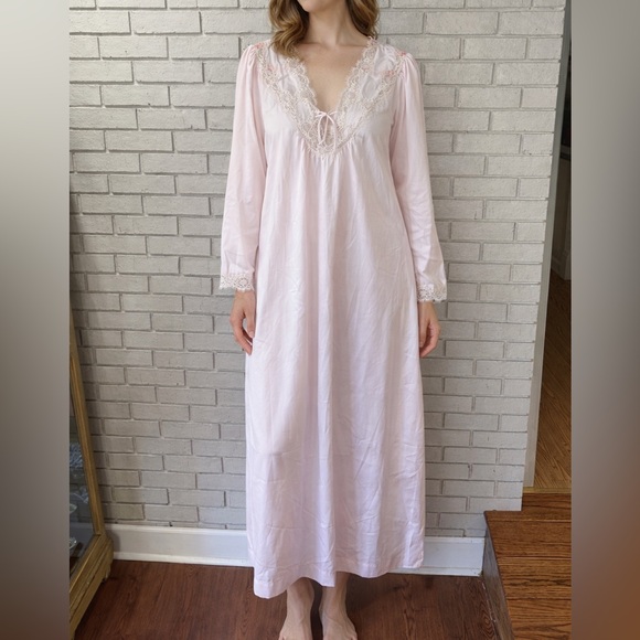 Dior Other - Vintage Christian Dior Light Pink Lace Trim Satin Chemise size medium made inUSA